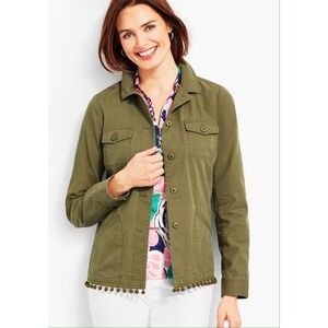 TALBOTS Army Green‎ Pom Twill Utility Jacket Irish Moss Green Size Medium